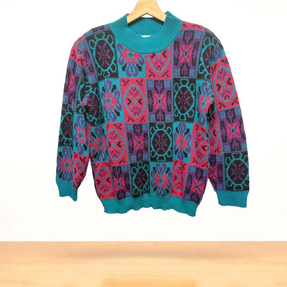 Alfred Dunner Multicolor Crew Neck Sweater